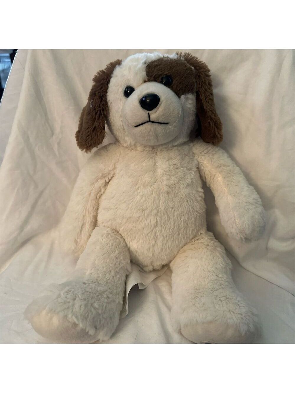 Vintage Leader Light Brown White Dog Plush Puppy Vibrates Soft Stuffed Toy 14"